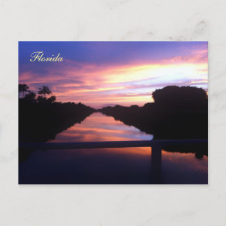 Sunset At Canal Postcard