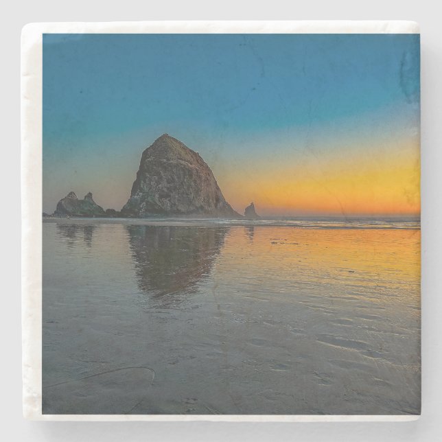 Sunset at Cannon Beach Stone Coaster  (Front)