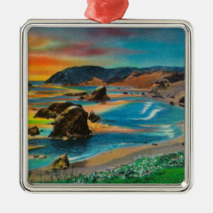 Sunset at Cape San SebastianCoast Metal Ornament