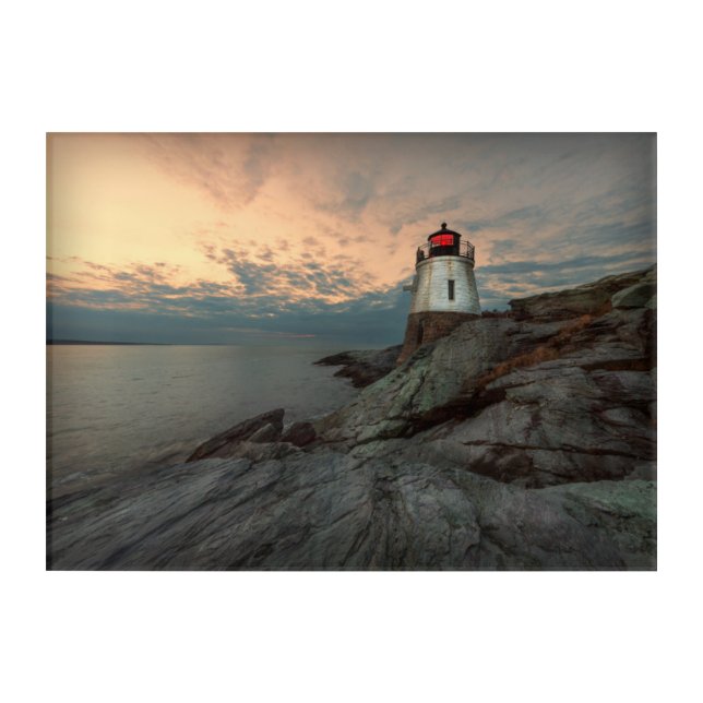 Sunset At Castle Hill Lighthouse Acrylic Print (Front)