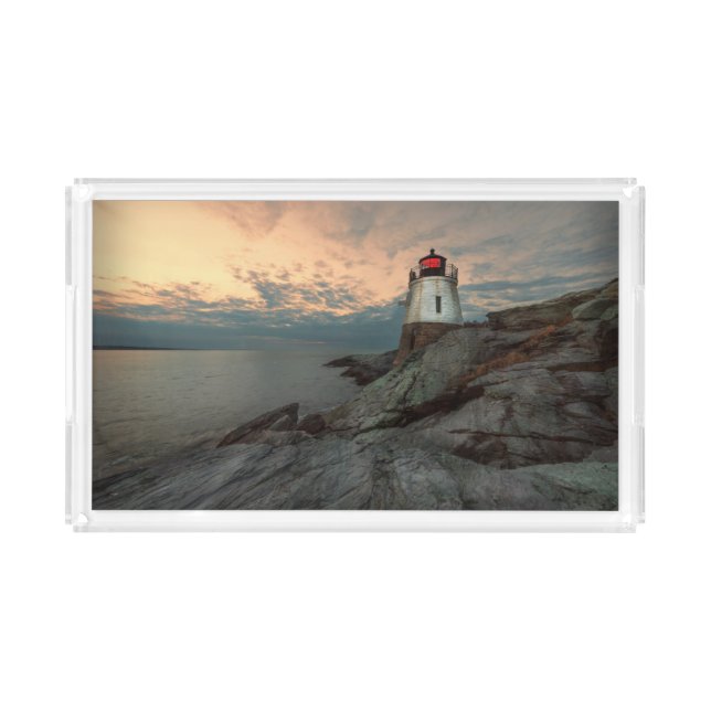 Sunset At Castle Hill Lighthouse Acrylic Tray (Front)