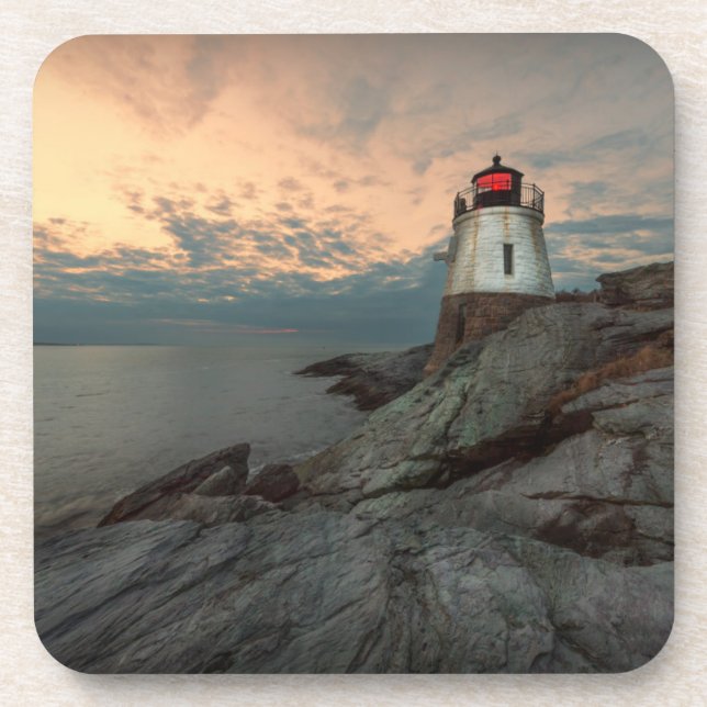 Sunset At Castle Hill Lighthouse Coaster (Front)