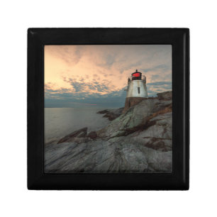 Sunset At Castle Hill Lighthouse Jewelry Box