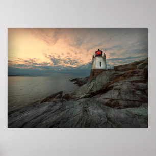 Sunset At Castle Hill Lighthouse Poster
