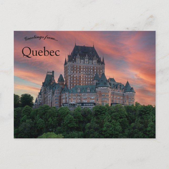Sunset at Chateau Frontenac Quebec Canada Postcard (Front)