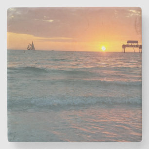 Sunset at Clearwater Beach Magnet Stone Coaster