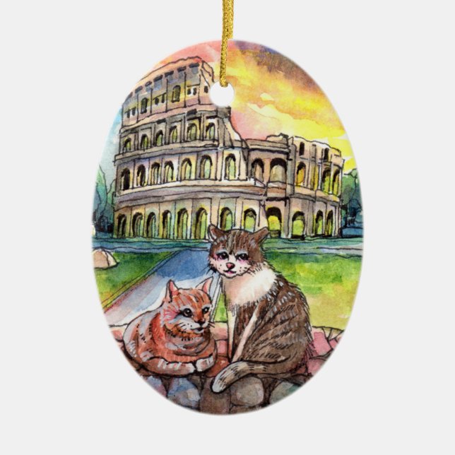 Sunset at Coliseum Ceramic Ornament (Front)