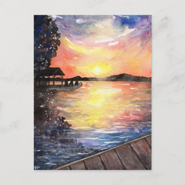 Sunset at Cottage Postcard (Front)