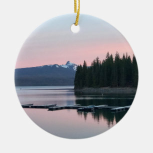 Sunset at Crescent Lake, OR Ceramic Ornament