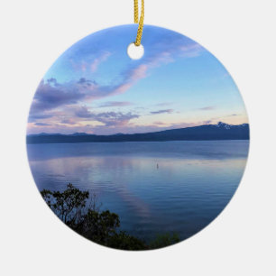 Sunset at Crescent Lake, OR Ceramic Ornament