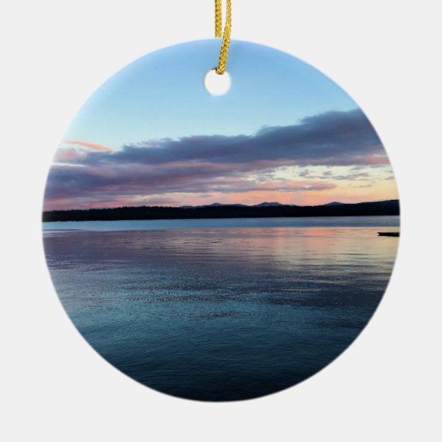 Sunset at Crescent Lake, OR Ceramic Ornament (Front)