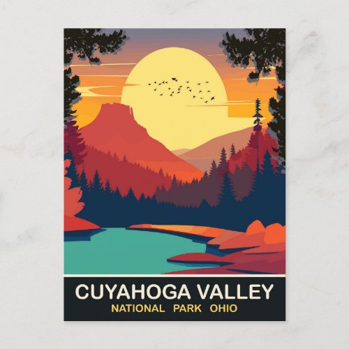 Sunset at Cuyahoga Valley Ohio Travel Postcard