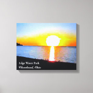 SUNSET AT EDGEWATER PARK CLEVELAND OHIO  CANVAS PR PRINT