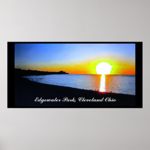 SUNSET AT EDGEWATER PARK CLEVELAND OHIO POSTER