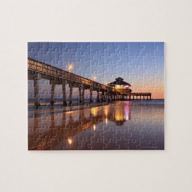 Sunset at Fishing Pier, Fort Myers Beach, Jigsaw Puzzle (Horizontal)