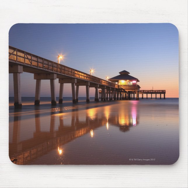 Sunset at Fishing Pier, Fort Myers Beach, Mouse Pad (Front)