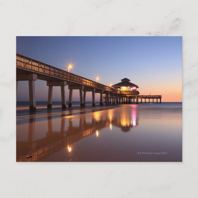 Sunset at Fishing Pier, Fort Myers Beach, Postcard (Front)