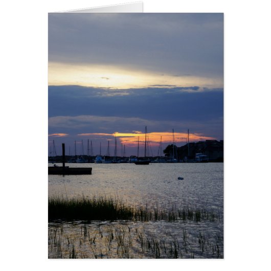Sunset At Folly Harbor Cards (Front)