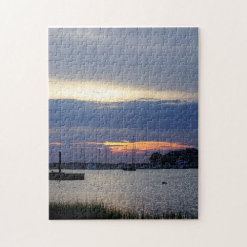 Sunset At Folly Harbor Jigsaw Puzzle