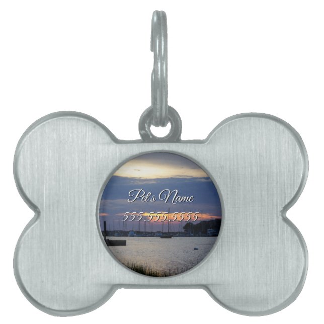 Sunset At Folly Harbor Pet ID Tag (Front)