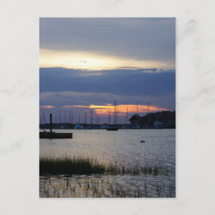 Sunset At Folly Harbor Postcard
