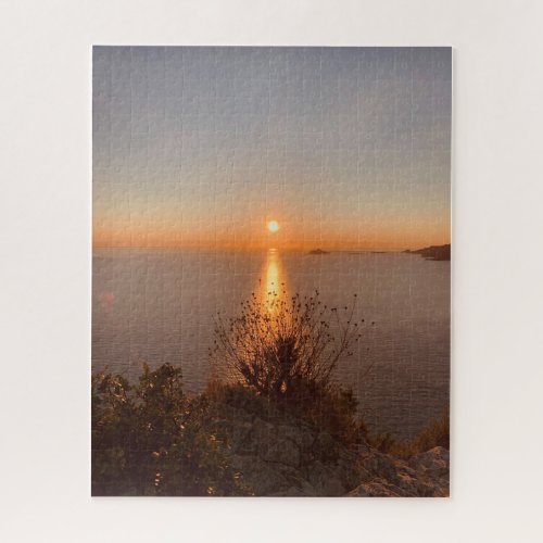 Sunset At French Riviera in Cassis France Postcard Jigsaw Puzzle