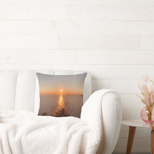 Sunset At French Riviera in Cassis France Throw Pillow