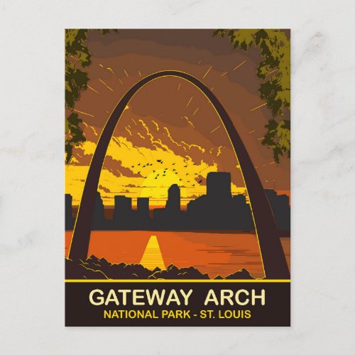 Sunset at Gateway Arch St Louis Travel Postcard