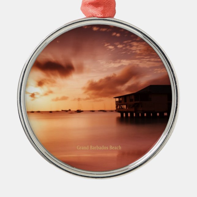 Sunset at Grand Barbados Beach Metal Ornament (Front)