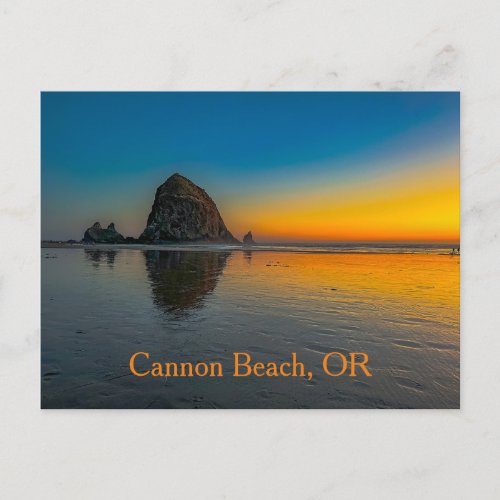 Sunset at Haystack Rock on Cannon Beach Oregon Postcard