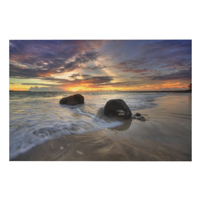 Sunset At Kedonganan Beach Wood Wall Decor (Front)