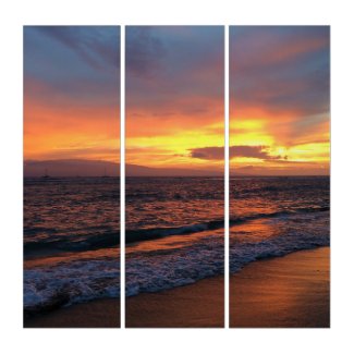 Sunset at Lahaina, Hawaii Triptych Wall Art