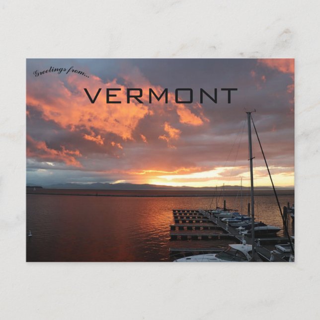 Sunset at Lake Champlain Vermont Postcard (Front)