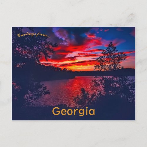 Sunset at Lake Lanier Georgia Postcard