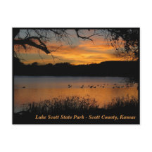 Sunset at Lake Scott State Park - Geese on Lake