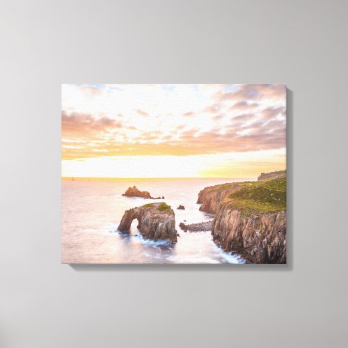 Sunset at Lands End in Cornwall England UK Canvas Print