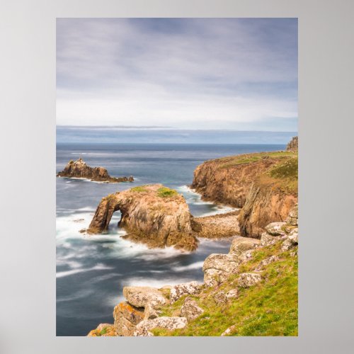 Sunset at Lands End in Cornwall England UK Poster