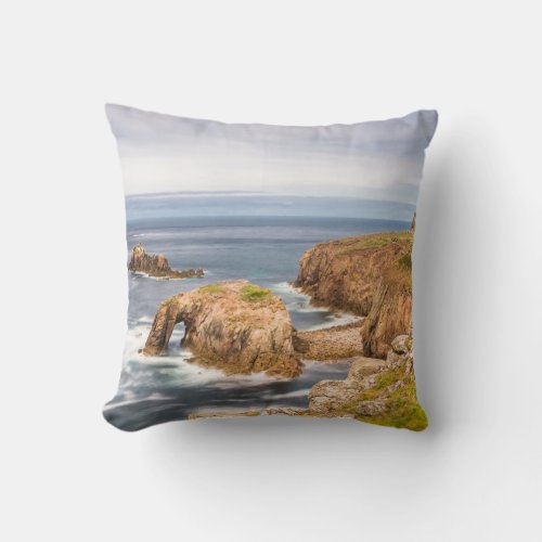 Sunset at Lands End in Cornwall England UK Throw Pillow