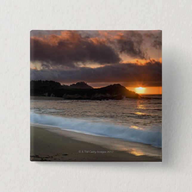 Sunset at Monastery Beach, Carmel, California, Pinback Button (Front)