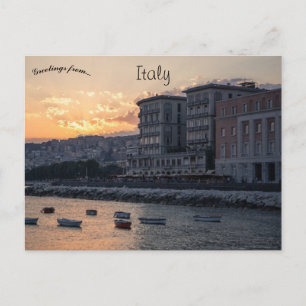 Sunset at Napoli Coastline Italy Postcard