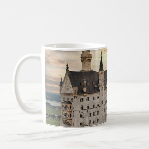 Sunset at Neuschwanstein Castle Germany Bavaria Coffee Mug