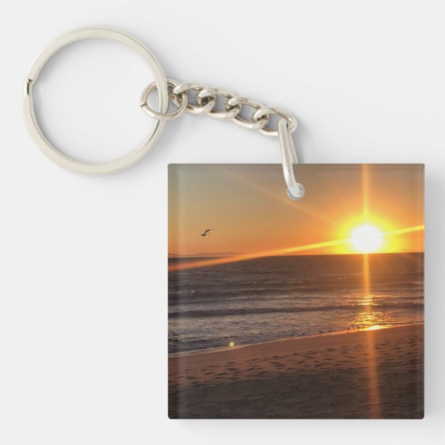 Sunset at Newport Beach, California Keychain (Front)