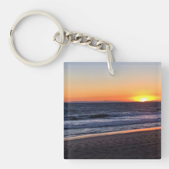 Sunset at Newport Beach, California Keychain (Front)