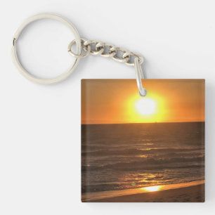 Sunset at Newport Beach, California Keychain