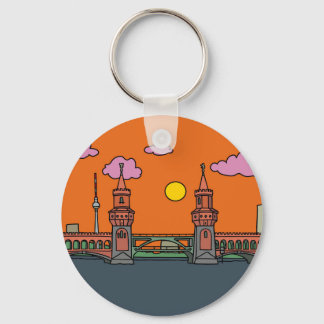 Sunset at Oberbaum Bridge in Berlin Keychain