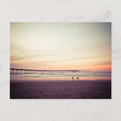 Sunset at Ocean Beach California Postcard