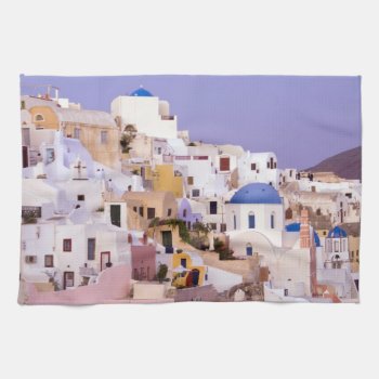 Sunset At Oil  Santorini 2 Kitchen Towel by takemeaway at Zazzle