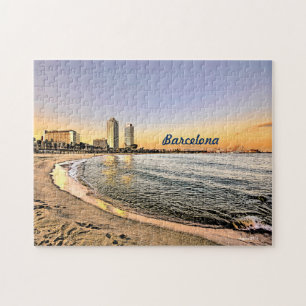 Sunset AT Olympic Port of Barcelona, Spain Jigsaw Puzzle