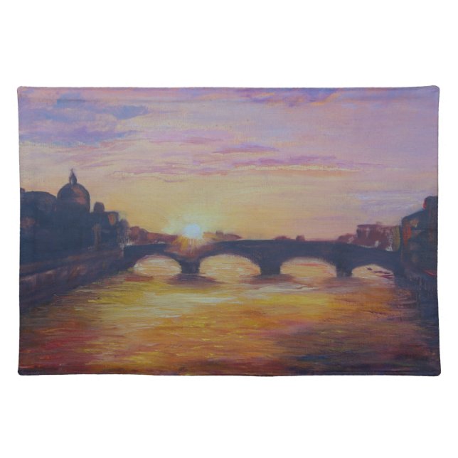 Sunset at Ponte Vecchio Cloth Placemat (Front)