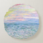 Sunset at Pourville by Monet Round Pillow<br><div class="desc">Sunset at Pourville,  pastel colors,  Impressionism painting by Claude Monet</div>